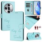 For OPPO Find X7 Ultra Smile Embossing RFID Leather Phone Case(Mint Green) - 1