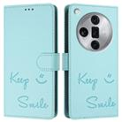 For OPPO Find X7 Ultra Smile Embossing RFID Leather Phone Case(Mint Green) - 3