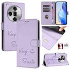 For OPPO Find X7 Ultra Smile Embossing RFID Leather Phone Case(Light Purple) - 1