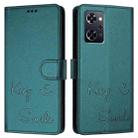 For OPPO Reno9 A Smile Embossing RFID Leather Phone Case(Peacock Green) - 3