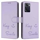 For OPPO Reno9 A Smile Embossing RFID Leather Phone Case(Light Purple) - 3