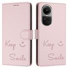 For OPPO Reno10 / Reno10 Pro Global Smile Embossing RFID Leather Phone Case(Pink) - 3