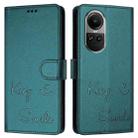 For OPPO Reno10 / Reno10 Pro Global Smile Embossing RFID Leather Phone Case(Peacock Green) - 3