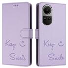 For OPPO Reno10 / Reno10 Pro Global Smile Embossing RFID Leather Phone Case(Light Purple) - 3