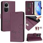 For OPPO Reno10 / Reno10 Pro Global Smile Embossing RFID Leather Phone Case(Violet) - 1