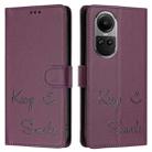 For OPPO Reno10 / Reno10 Pro Global Smile Embossing RFID Leather Phone Case(Violet) - 3