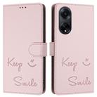 For OPPO A98 5G / F23 5G India Smile Embossing RFID Leather Phone Case(Pink) - 3