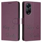 For OPPO A98 5G / F23 5G India Smile Embossing RFID Leather Phone Case(Violet) - 3