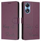 For OPPO A78 5G Global / A1X 5G Smile Embossing RFID Leather Phone Case(Violet) - 3