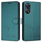 For OPPO Reno8 T 4G Global Smile Embossing RFID Leather Phone Case(Peacock Green) - 3