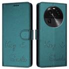 For OPPO Find X6 Pro Smile Embossing RFID Leather Phone Case(Peacock Green) - 3