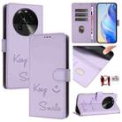 For OPPO Find X6 Pro Smile Embossing RFID Leather Phone Case(Light Purple) - 1