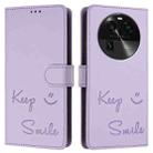 For OPPO Find X6 Pro Smile Embossing RFID Leather Phone Case(Light Purple) - 3