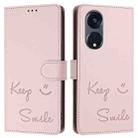 For OPPO A1 Pro 5G / Reno8 T 5G Global Smile Embossing RFID Leather Phone Case(Pink) - 3