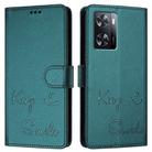 For OPPO A77 4G / A77s 4G Smile Embossing RFID Leather Phone Case(Peacock Green) - 3