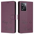 For OPPO A77 4G / A77s 4G Smile Embossing RFID Leather Phone Case(Violet) - 3