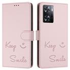 For OPPO A57 4G / A57s 4G / A57e 4G Smile Embossing RFID Leather Phone Case(Pink) - 3