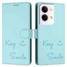 For OPPO Reno9 5G / Reno9 Pro 5G Smile Embossing RFID Leather Phone Case(Mint Green) - 3