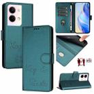 For OPPO Reno9 5G / Reno9 Pro 5G Smile Embossing RFID Leather Phone Case(Peacock Green) - 1