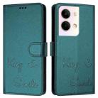For OPPO Reno9 5G / Reno9 Pro 5G Smile Embossing RFID Leather Phone Case(Peacock Green) - 3