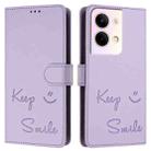 For OPPO Reno9 5G / Reno9 Pro 5G Smile Embossing RFID Leather Phone Case(Light Purple) - 3