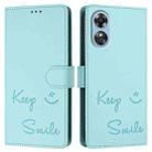 For OPPO A17 4G Global / A17K Smile Embossing RFID Leather Phone Case(Mint Green) - 3