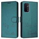 For OPPO A77 5G / A97 5G Smile Embossing RFID Leather Phone Case(Peacock Green) - 3