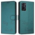 For OPPO A96 4G / K10 4G Smile Embossing RFID Leather Phone Case(Peacock Green) - 3
