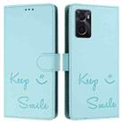 For OPPO A36 4G / A76 4G Smile Embossing RFID Leather Phone Case(Mint Green) - 3