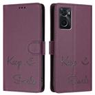 For OPPO A36 4G / A76 4G Smile Embossing RFID Leather Phone Case(Violet) - 3