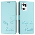 For OPPO Find X5 Pro Smile Embossing RFID Leather Phone Case(Mint Green) - 3