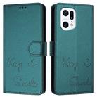 For OPPO Find X5 Pro Smile Embossing RFID Leather Phone Case(Peacock Green) - 3