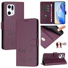 For OPPO Find X5 Pro Smile Embossing RFID Leather Phone Case(Violet) - 1