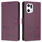 For OPPO Find X5 Pro Smile Embossing RFID Leather Phone Case(Violet) - 3