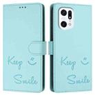 For OPPO Find X5 Smile Embossing RFID Leather Phone Case(Mint Green) - 3