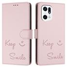 For OPPO Find X5 Smile Embossing RFID Leather Phone Case(Pink) - 3