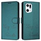 For OPPO Find X5 Smile Embossing RFID Leather Phone Case(Peacock Green) - 3