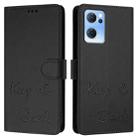 For OPPO Reno7 5G Global Smile Embossing RFID Leather Phone Case(Black) - 3