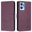 For OPPO Reno7 5G Global Smile Embossing RFID Leather Phone Case(Violet) - 3