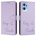 For OPPO Find X5 Lite Smile Embossing RFID Leather Phone Case(Light Purple) - 3