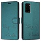 For OPPO A53s 5G / A56 5G Smile Embossing RFID Leather Phone Case(Peacock Green) - 3