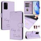 For OPPO A53s 5G / A56 5G Smile Embossing RFID Leather Phone Case(Light Purple) - 1