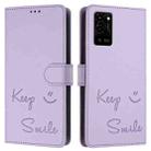 For OPPO A53s 5G / A56 5G Smile Embossing RFID Leather Phone Case(Light Purple) - 3