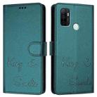 For OPPO A11s 4G Smile Embossing RFID Leather Phone Case(Peacock Green) - 3