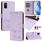 For OPPO A11s 4G Smile Embossing RFID Leather Phone Case(Light Purple) - 1