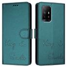 For OPPO A74 4G / F19 / F19s Smile Embossing RFID Leather Phone Case(Peacock Green) - 3