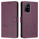 For OPPO A74 4G / F19 / F19s Smile Embossing RFID Leather Phone Case(Violet) - 3