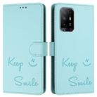 For OPPO A95 4G Global / Reno6 Lite Smile Embossing RFID Leather Phone Case(Mint Green) - 3