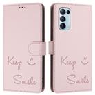 For OPPO Reno5 4G / Reno5 5G Smile Embossing RFID Leather Phone Case(Pink) - 3