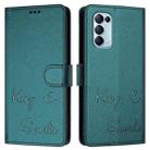 For OPPO Reno5 4G / Reno5 5G Smile Embossing RFID Leather Phone Case(Peacock Green) - 3